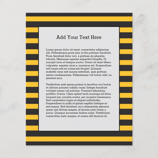 Prospectus 11,4 Cm X 14,2 Cm Noir Jaune Lignes Horizontales Géométrique Abeille (Devant)