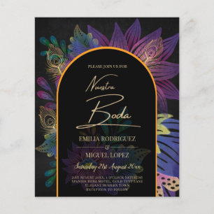 Prospectus 11,4 Cm X 14,2 Cm Noir Peacock Jewel Tones Floral Mariage