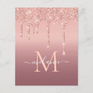 Prospectus 11,4 Cm X 14,2 Cm Nom du monogramme Rose texte Parties scintillant d