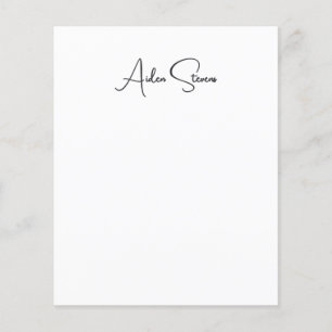 Prospectus 11,4 Cm X 14,2 Cm Nom minimaliste simple et élégant en noir et blanc