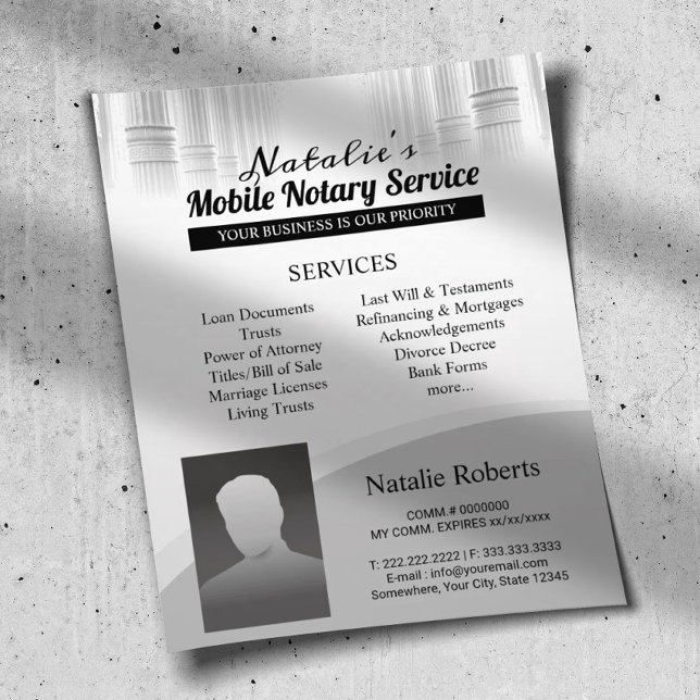 Prospectus 11,4 Cm X 14,2 Cm Notaire mobile professionnel et agent de signature (Créateur téléchargé)