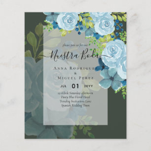 Prospectus 11,4 Cm X 14,2 Cm NOTRE MARIAGE Dusty Blue Floral BUDGET