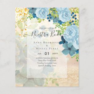 Prospectus 11,4 Cm X 14,2 Cm NOTRE MARIAGE Dusty Blue Floral BUDGET