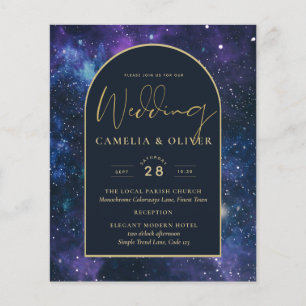 Prospectus 11,4 Cm X 14,2 Cm NUDGET Starry Nuit violet bleu mariage INVITE