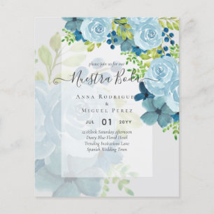 Prospectus 11,4 Cm X 14,2 Cm NUESTRA BODA BUDGET Floral Bleu Dusty