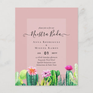 Prospectus 11,4 Cm X 14,2 Cm Nuestra Boda CACTI Fiesta Mariage espagnol INVITE