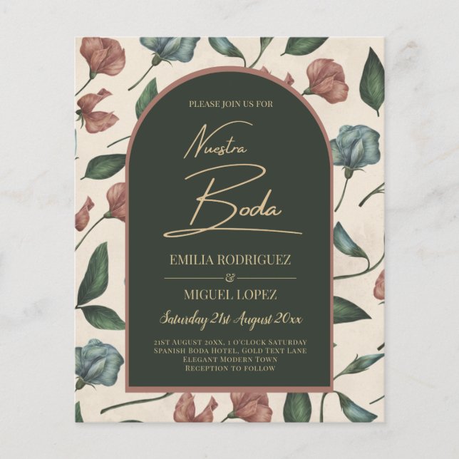Prospectus 11,4 Cm X 14,2 Cm Nuestra Boda Emerald Green Terracotta Fall Invitat (Devant)