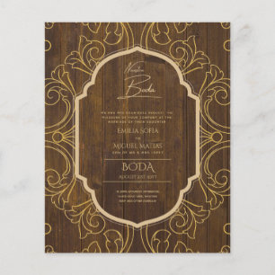 Prospectus 11,4 Cm X 14,2 Cm Nuestra Boda Gold Frame Mariage espagnol INVITE