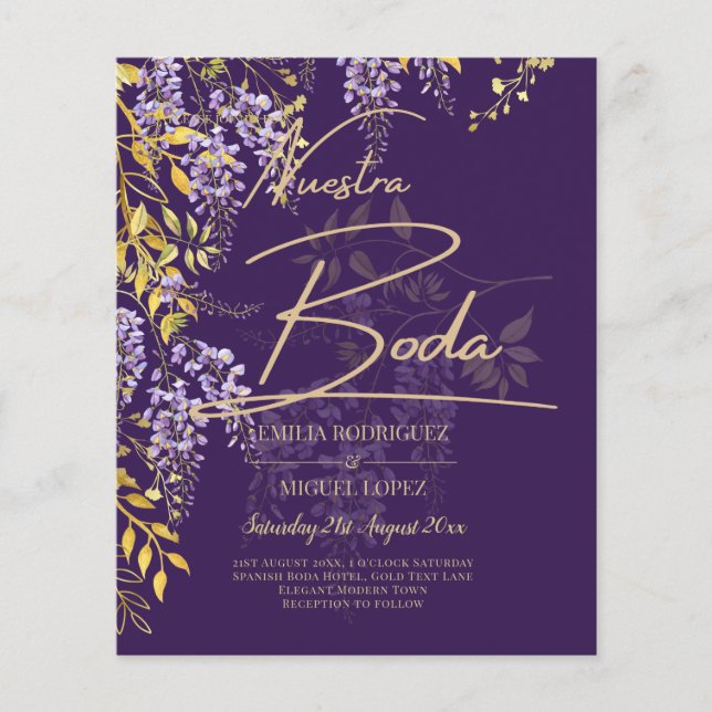 Prospectus 11,4 Cm X 14,2 Cm Nuestra Boda Lilac Mariage Wisteria Invitation esp (Devant)