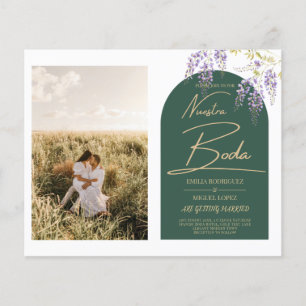Prospectus 11,4 Cm X 14,2 Cm NUESTRA BODA PHOTO Wisteria Mariage espagnol Invit
