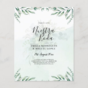 Prospectus 11,4 Cm X 14,2 Cm NUESTRA BODA Verdure Faire-part de mariage espagno