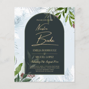 Prospectus 11,4 Cm X 14,2 Cm NUESTRA BODA Winter Greenery Wedding Invitation
