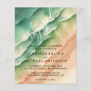 Prospectus 11,4 Cm X 14,2 Cm Ocean Beach Watercolor Summer Sun Set