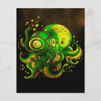 Prospectus 11,4 Cm X 14,2 Cm Octopus d'art moderne | Océan mystérieux