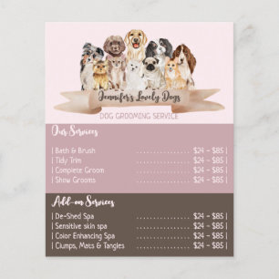 Prospectus 11,4 Cm X 14,2 Cm Offres de service Groomer pour chiens de Brochure 