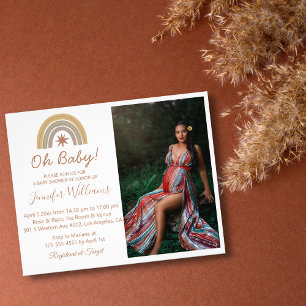 Prospectus 11,4 Cm X 14,2 Cm oh mon bébé, baby shower invitation photo minimale