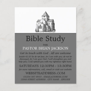 Prospectus 11,4 Cm X 14,2 Cm Old Sketched Church, Christian Bible Class Advert