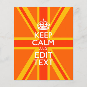 Prospectus 11,4 Cm X 14,2 Cm Orange Keep Calm and Your Text on a Union Jack