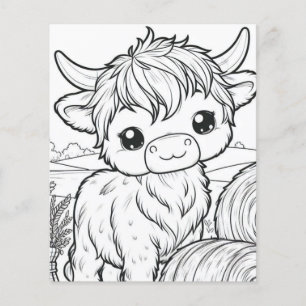 Prospectus 11,4 Cm X 14,2 Cm Page de coloriage de vache des Highlands mignonne