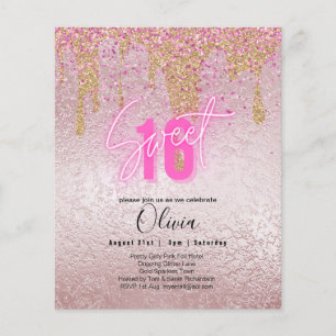 Prospectus 11,4 Cm X 14,2 Cm Paillettes Douce16 Jolie Fille Rose 16ème Annivers
