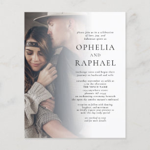 Prospectus 11,4 Cm X 14,2 Cm PAPER 2 Photos QR Code Mariage de Bohême Invitatio