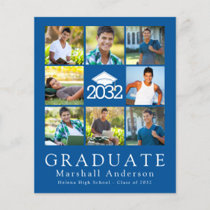 Prospectus 11,4 Cm X 14,2 Cm PAPER Blue Graduate Casquette Tassel Faire-part ph