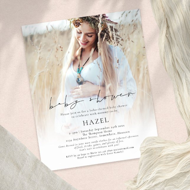 Prospectus 11,4 Cm X 14,2 Cm PAPER Boho Photo Overlay Script Baby shower (Créateur téléchargé)