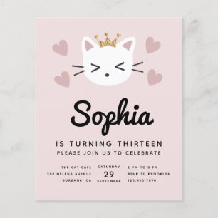 Prospectus 11,4 Cm X 14,2 Cm PAPER Cute Cats rose Budget Anniversaire Invitatio