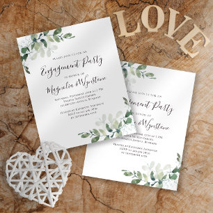 Prospectus 11,4 Cm X 14,2 Cm PAPER Eucalyptus Engagement Party Invitation