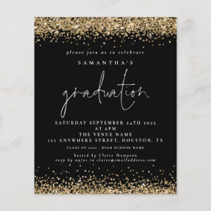 Prospectus 11,4 Cm X 14,2 Cm PAPER Gold Parties scintillant 2022 Graduation Bla