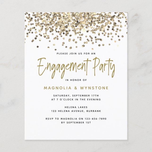 Prospectus 11,4 Cm X 14,2 Cm PAPER Gold Parties scintillant Engagement Partie I (Devant)