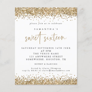 Prospectus 11,4 Cm X 14,2 Cm PAPER Gold Parties scintillant Sweet sixteen Parti