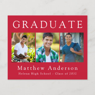 Prospectus 11,4 Cm X 14,2 Cm PAPER Minimaliste Diplômé quatrième Faire-part pho