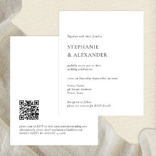 Prospectus 11,4 Cm X 14,2 Cm PAPER Modern QR Code Texte Faire-part de mariage