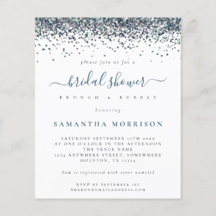 Prospectus 11,4 Cm X 14,2 Cm PAPER Peacock Blue Parties scintillant Invitation
