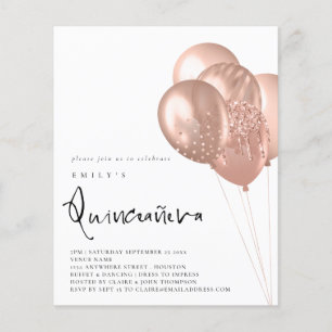 Prospectus 11,4 Cm X 14,2 Cm PAPER Rose Gold Balloon QR Code Quinceañera Party