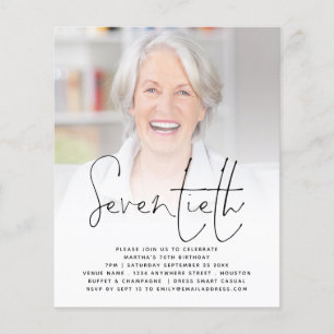 Prospectus 11,4 Cm X 14,2 Cm PAPER Script Photo 70th Birthday Party Invitation