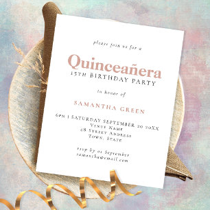Prospectus 11,4 Cm X 14,2 Cm PAPER Simple Blush Quinceañera Anniversaire Invita