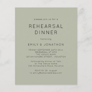 Prospectus 11,4 Cm X 14,2 Cm PAPER Simple Soft Sage Rehearsal Dîner Invitation