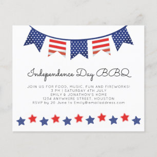 Prospectus 11,4 Cm X 14,2 Cm PAPER   Simple Stars Bunting 4th July BBQ Invite