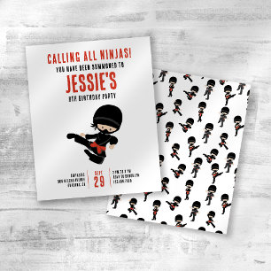 Prospectus 11,4 Cm X 14,2 Cm PAPIER Appelant tous les Ninjas ! Invitation de fê