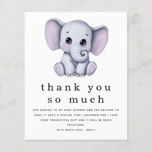 Prospectus 11,4 Cm X 14,2 Cm PAPIER Baby shower Eléphant mignon Merci