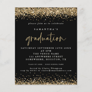 Prospectus 11,4 Cm X 14,2 Cm PAPIER Black Gold Parties scintillant Graduation I