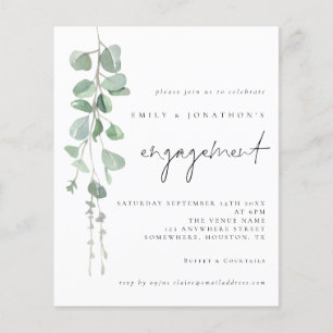 Prospectus 11,4 Cm X 14,2 Cm PAPIER   Eucalyptus Script Engagement Invitation d
