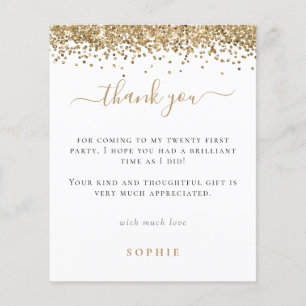 Prospectus 11,4 Cm X 14,2 Cm PAPIER Gold Parties scintillant Photo 21st Party