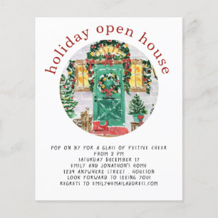 Prospectus 11,4 Cm X 14,2 Cm PAPIER   Holiday Open House Party Red Flyer
