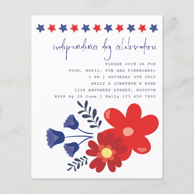 Prospectus 11,4 Cm X 14,2 Cm PAPIER | Invitation de la Fête de l'Indépendance d (Devant)