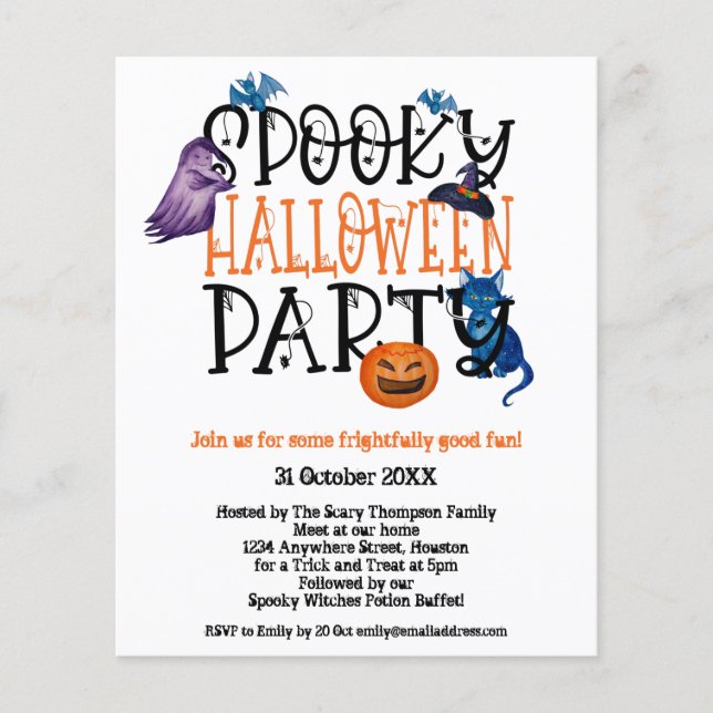 Prospectus 11,4 Cm X 14,2 Cm PAPIER | Invitation Éffrayante de la fête d'Hallow (Devant)