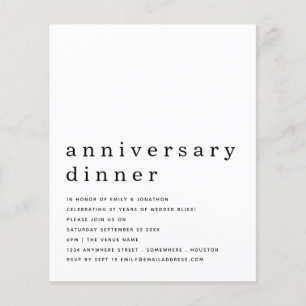 Prospectus 11,4 Cm X 14,2 Cm PAPIER   Noir Blanc Anniversaire Dîner Invitation