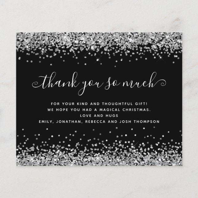 Prospectus 11,4 Cm X 14,2 Cm PAPIER | Parties scintillant d'argent Noël Merci n (Devant)